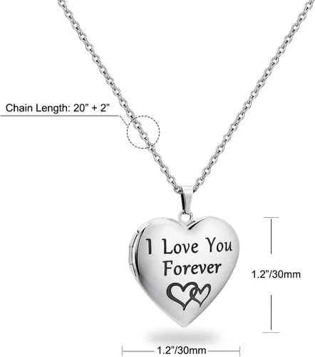 Vista 7 de PHOCKSIN Locket Necklace for Women BlackGoldSilver Locket Necklace Gifts for Girls OvalRoundHeart Photo Necklace Custom Picture Presents for