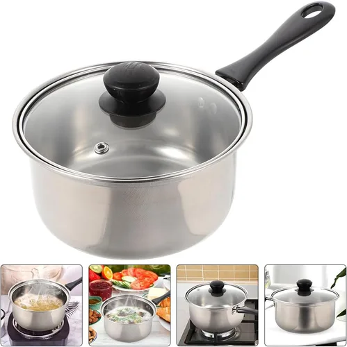 Vista 8 de LABRIMP 1 juego de acero inoxidable con mango largo antiadherente multifunción para sopa, pasta y avena, apto para lavavajillas, olla de calefacción