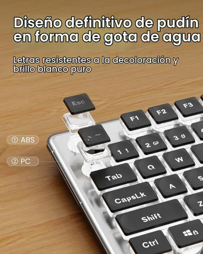 Vista 2 de SEUNKWANG EWEADN GX710S - Teclados retroiluminados para computadora, teclado USB con cable con retroiluminación blanca, panel de metal, Plug and