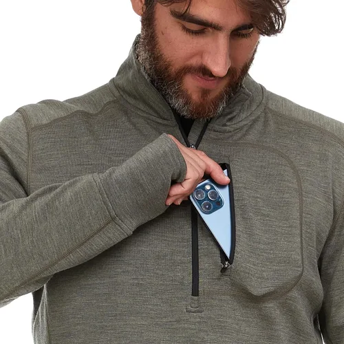 Vista 5 de 100% lana merino para hombre Expedition Weight Quarter Zip - Suéter que absorbe la humedad