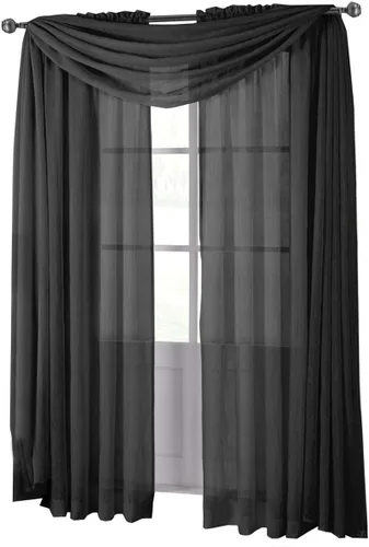 Vista 28 de sheetsnthings Solid Abri Panel de Cortina Transparente Arrugada con Bolsillo para Barra, 50 Pulgadas de Ancho x 63 Pulgadas de Largo, Negro
