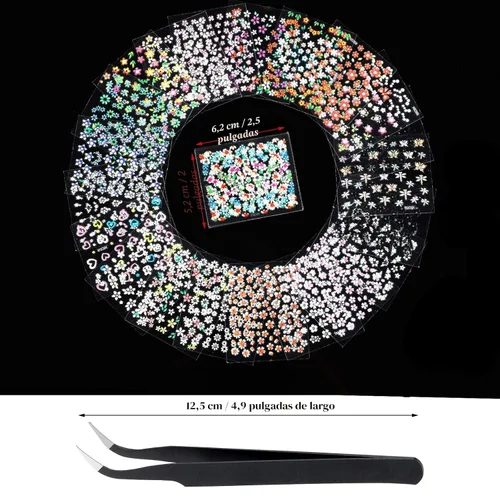 Vista 3 de Blulu 5000 calcomanías para uñas de flores, 100 hojas de calcomanías autoadhesivas 3D, calcomanías de múltiples diseños, calcomanías de manicura