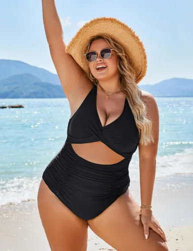 Vista 4 de Blooming Jelly Trajes de baño de una pieza para mujer, con control de abdomen, cuello en V, modesto