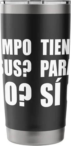 Vista 2 de ¿Tiene Tiempo Para Jesus? Sí o NO! Vaso aislado de acero inoxidable Negro