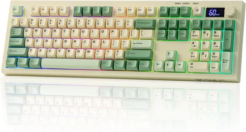 Vista 11 de EPOMAKER Aula S102 PRO Membrane Gaming Keyboard with TFT Screen, Volume Knob & Number Pad, BT/2.4G/USB, RGB Backlit, Creamy Silicone Structure, Grey