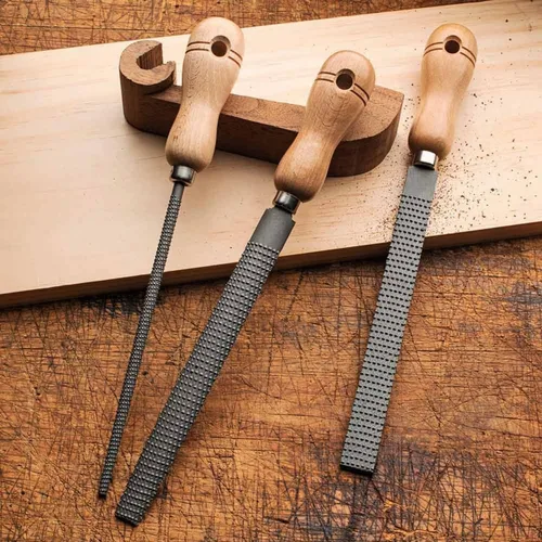 Vista 2 de Kings County Tools Juego de tres escofinas para carpintería de 8 pulgadas Planas, redondas y semicirculares Material de acero de alta calidad