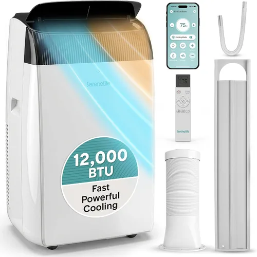 Vista 14 de SereneLife Aire acondicionado portátil de 8000 BTU con WIFI Enfriamiento 3 en 1, ventilador y deshumidificador Temporizador de 24 horas de hasta