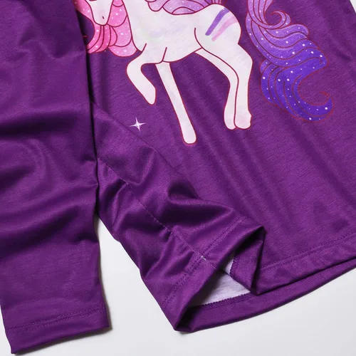 Vista 3 de QPANCY Conjunto de pijamas a juego para niñas y muñecas, pijamas de manga larga para otoño e invierno