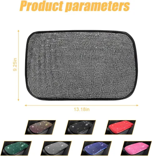 Vista 2 de Funda brillante para consola central de auto, almohadilla de reposabrazos de diamante de moda, cojín protector de brazo de cristal suave, accesorios