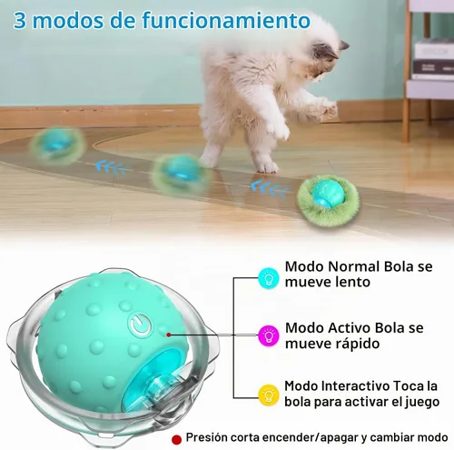 Vista 6 de Waaiio Juguetes interactivos para gatos de interior, bola de gato móvil automática en bolsa, estimulación de chirridos, juego de ejercicios