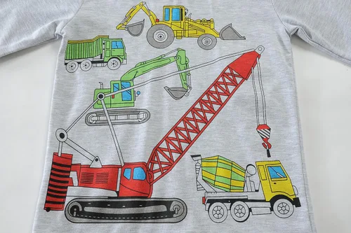 Vista 3 de Little Hand Pijamas de algodón para niños pequeños, conjunto de pijamas de manga larga para excavadora