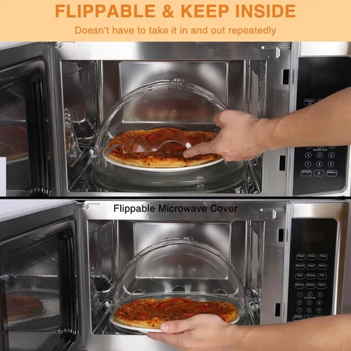 Vista 2 de Cubierta Volteable para Salpicaduras de Microondas, Cubierta de Microondas para Alimentos, Platos, Cubierta de Plato de Microondas Más Alta