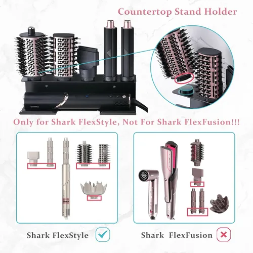 Vista 2 de Affogato Soporte para secador de pelo compatible con Shark FlexStyle, organizador de montaje en pared para accesorios Shark Flex