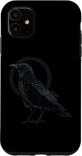 Vista 8 de Funda para iPhone 11 Pro Max Crow Raven Viking Valhalla Berserker nórdico nórdico de mitología nórdica