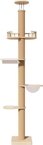 Vista 7 de Árboles para gatos de piso a techo para gatitos y gatos grandes con cuerda natural, árbol alto para gatos hasta el techo, altura ajustable de 82-112