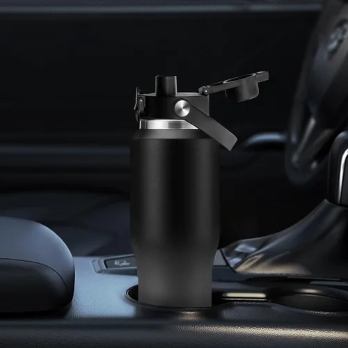 Vista 4 de Tapa de boquilla automática con cierre de botón, tapa abatible de vaso aislada de repuesto de 2.22 pulgadas de diámetro, accesorios para botellas a