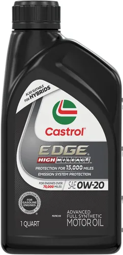 Vista 2 de Castrol EDGE High Mileage 0W-20 Advanced - Aceite de motor sintético completo, 1 cuarto de galón, paquete de 6