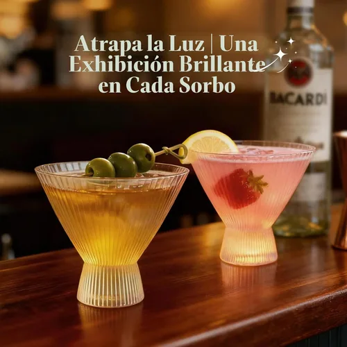 Vista 5 de VIMERPA Vasos de Martini, juego de 4 copas de Martini acanaladas sin tallo, cupé grande de 8 onzas, para champán expreso, estilo retro de cristal