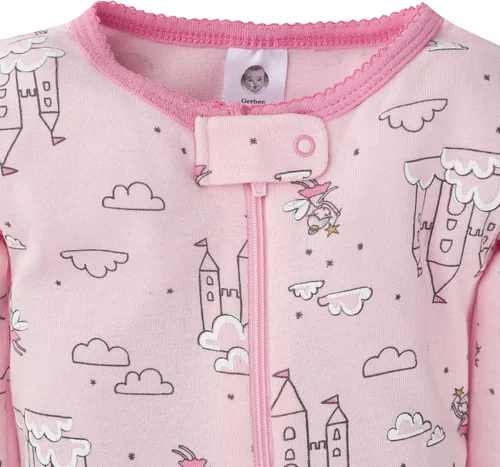 Vista 2 de Gerber Pijama con pies para bebé niña, paquete de 2