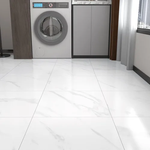 Vista 6 de Azulejos autoadhesivos de mármol blanco para despegar y pegar, azulejos de suelo de cocina impermeables para despegar y pegar, azulejos de mármol