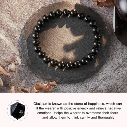 Vista 3 de Seyaa Pulsera de yoga para aliviar el estrés y la ansiedad, piedra de cristal natural, regalos curativos para mujeres, hombres y adolescentes