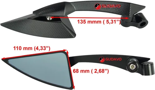 Vista 2 de Espejos retrovisores para motocicleta de aluminio con triángulo completo M8 M10 CNC, espejos negros para YAMAHA Dirt Bike XT660 / WR250 / WR125