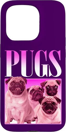 Vista 14 de iPhone 16 Pugs Bootleg Rap Lindo Pug Dog Pet Owners Retro 90's Poster Case