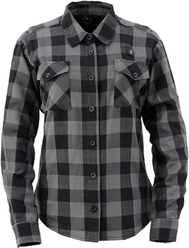 Vista 9 de Nexgen Heat NXL2601SET 'Bonnie' - Camisa de manga de franela calefactada negra y gris para actividades al aire libre con batería