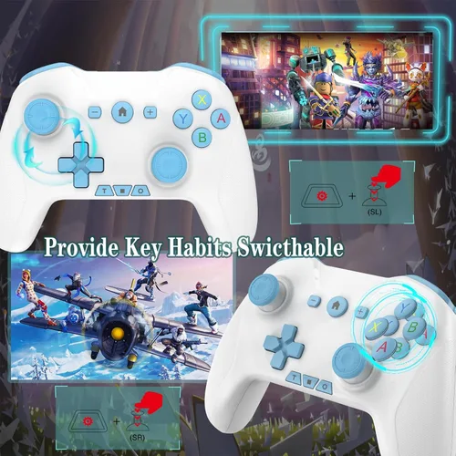 Vista 3 de Bluetooth Controller Wireless for SwitchPhonePCAndroidIOSMACTV, Remote Game Controller with Custom Programmable ButtonWake UpTurboScreenshotGyro
