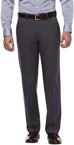 Vista 18 de Haggar Pantalón casual para hombre de alta calidad, sin planchado, color caqui, ajuste clásico, parte delantera plana