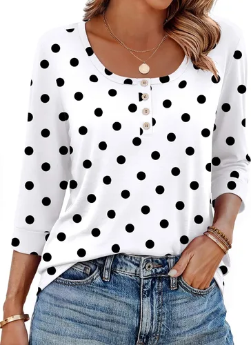 Vista 11 de Ekouaer Blusas de manga 3/4 para mujer, blusas casuales elegantes para Marrón Bohemian-mz721