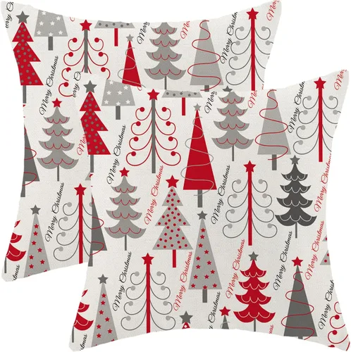 Vista 15 de Juego de 2 fundas de almohada navideñas de 18 x 18 pulgadas, con bastón de caramelo de hombre de jengibre, decoración de invierno, decoración