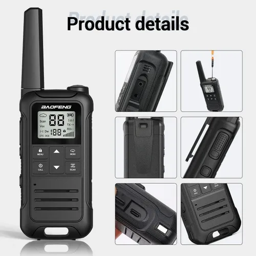 Vista 6 de Baofeng F22 - Walkie Talkies recargables de largo alcance para adultos, radio FRS de mano, paquete de 4 unidades de radio portátil de 2 vías, cable
