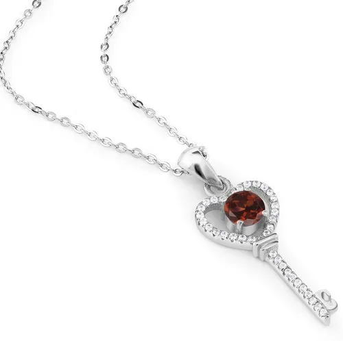Vista 85 de Gem Stone King Collar con dije de llave de corazón para mujer, plata de ley 925, piedra natal de piedras preciosas, redondo de 0.197 in, con cadena