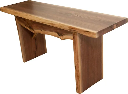 Vista 8 de Rustic Red Door Co. Banco de madera con borde vivo para mesa de comedor, entrada, dormitorio, acento de sala de estar, losa de madera maciza