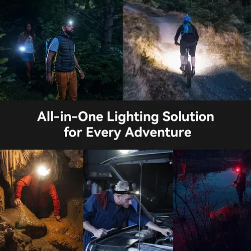 Vista 8 de sofirn Linterna frontal recargable HS42 con modo de luz roja, doble clip, 2100 lúmenes ultra brillante LED tipo C, puerto de carga IP66 impermeable