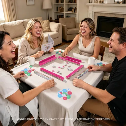 Vista 6 de American Mahjong - Juego de azulejos para adultos, principiantes Rosa intenso