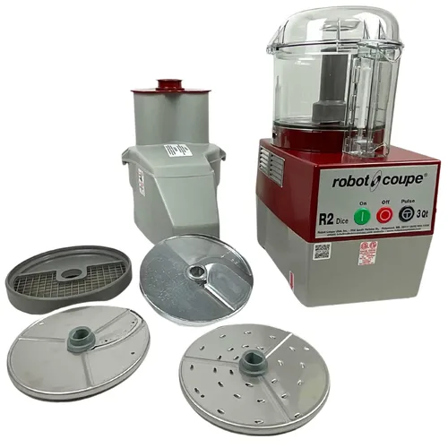 Vista 7 de Robot Coupe R2CLRDICE, Procesador de alimentos combinado con cuenco de policarbonato transparente de 3 cuartos de galón, 4 discos inoxidables