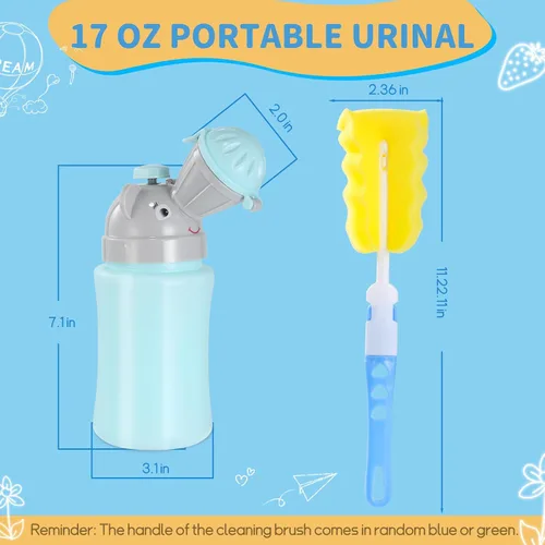 Vista 8 de ONEDONE Orinario portátil para niños, botella de orina de 17 onzas con cepillo limpio, orinal de viaje para niños, taza de orina para niños, inodoro