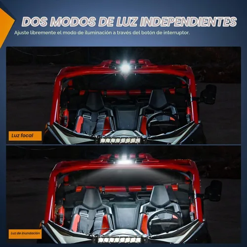 Vista 6 de Nilight Luz de cúpula UTV, universal, de 1.5 a 2.0 pulgadas, montaje en barra antivuelco, LED interior, haz combinado de foco e inundación, luces