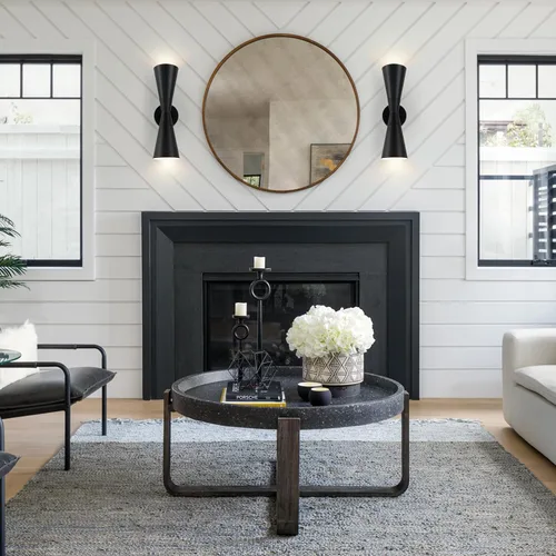 Vista 8 de Aplique de pared para baño, apliques modernos negros de 13 pulgadas, decoración de pared, accesorios de pared interiores para sala de estar