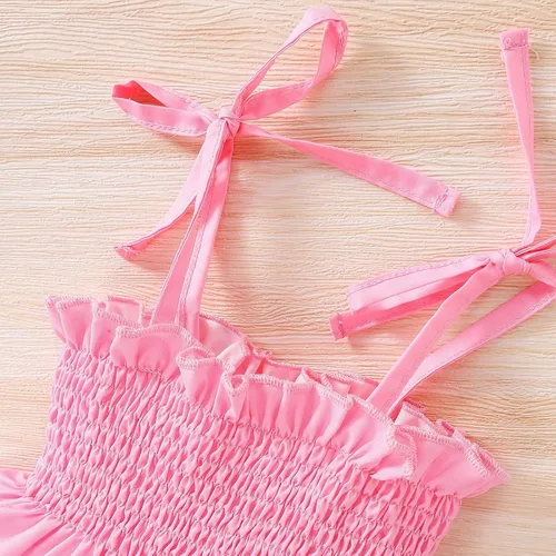 Vista 5 de Vestido de verano para niñas pequeñas, vestido de princesa sin mangas, cuello halter, tutú de playa, vestido de verano bohemio con tirantes
