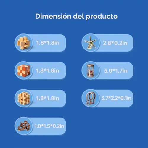 Vista 3 de CUDNY 7 Piezas Rompecabezas Mentales Interbloqueados Juegos de Rompecabezas para Adultos y Niños Rompecabezas de Madera y Metal Caja de Rompecabezas