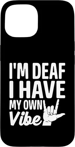 Vista 6 de Funda para iPhone 17 con texto en inglés «Sordo» con texto en inglés «Sordo» con texto «I'm Deaf. I Have My Own Vibe»
