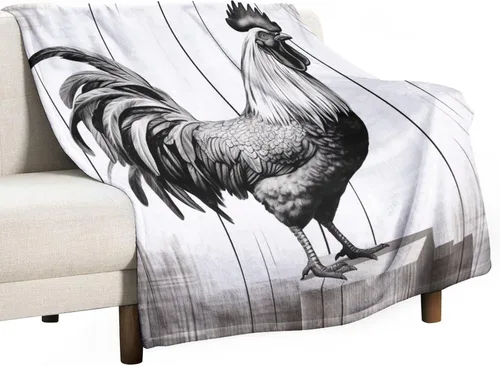 Vista 32 de Manta de microfibra suave y acogedora con diseño de gallo rústico en blanco y negro, suave y acogedora manta de microfibra para sofá, cama, oficina