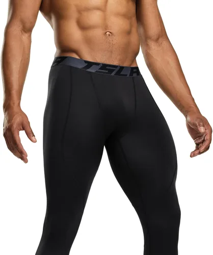 Vista 4 de TSLA - Pantalones de compresión térmica para hombres, calzas deportivas para correr, ropa base de invierno