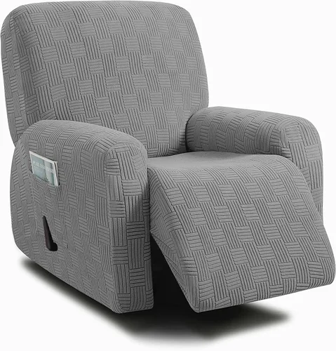 Vista 13 de ULTICOR - Juego de 8 fundas para sofá reclinable de jacquard, fundas elásticas para sofá reclinable para 3 cojines, gruesas, suaves, lavables