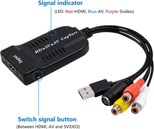 Vista 5 de Wiistar Tarjeta de captura de video USB HDMI/AV/RCA/S-Video a USB2.0