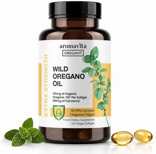 Vista 7 de Cápsulas blandas de aceite de orégano silvestre – 86–90% Carvacrol, cápsulas de aceite de orégano, apoyo inmunológico e intestinal* Fácil uso