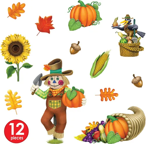 Vista 2 de Beistle Adhesivos de otoño, 12 x 17 pulgadas, multicolor
